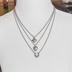 Brighton 3 strand layered silver necklace.